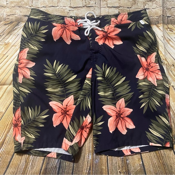 Abercrombie & Fitch Floral Board Shorts Swim Trunks Blue Pink - Picture 1 of 6